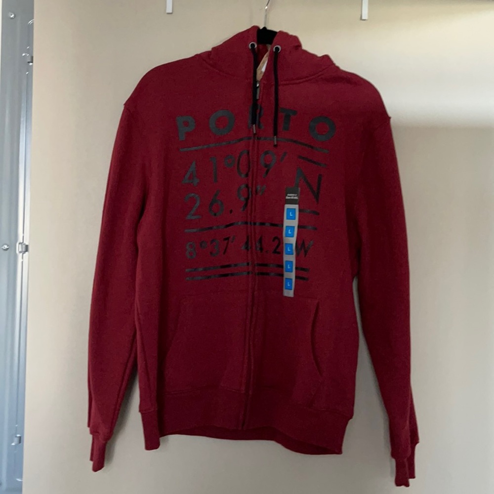 Dark Red, Zip Up Jacket, Size L